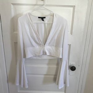 White bell sleeve crop top